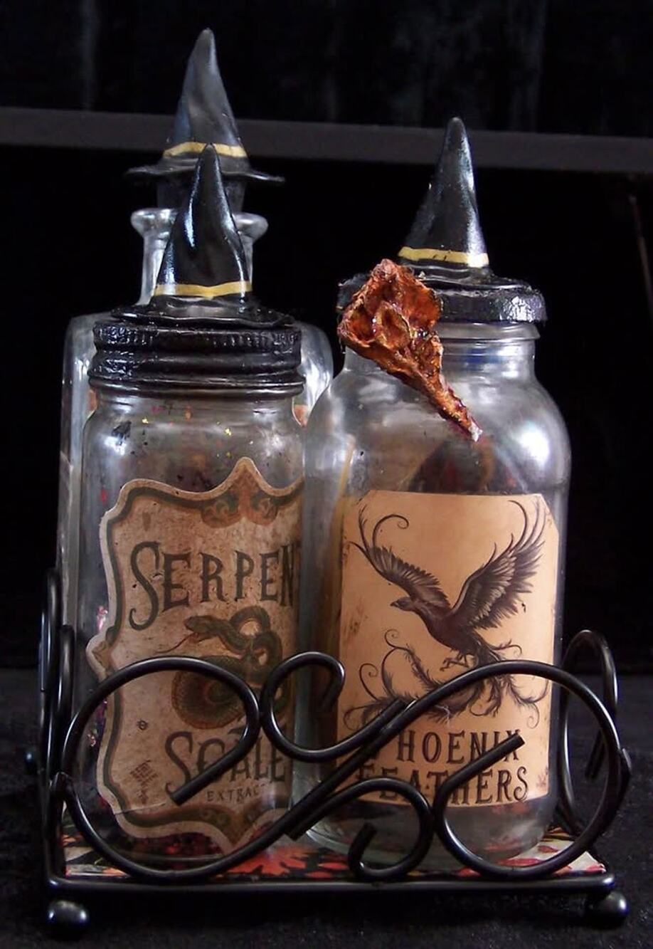 Artisan Witchy Apothecary Jar Set & Display Rack